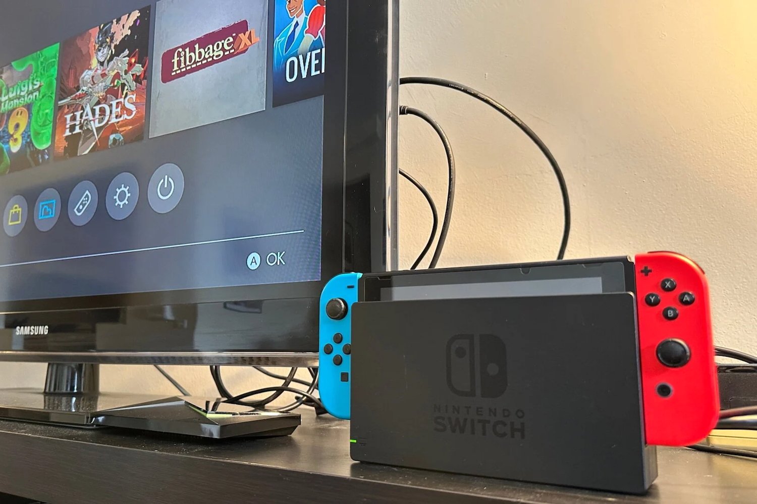 Nintendo Switch 2 Dock hooked up to a TV Hero