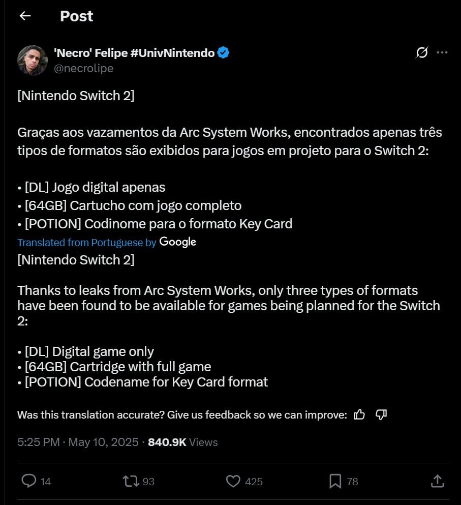 Necrolip X Switch 2 Game Key Cards